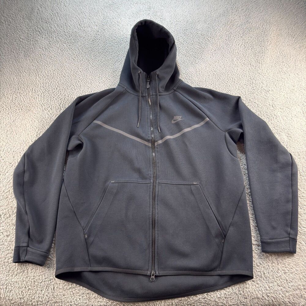 Nike Hoodie Mens XL Black Windrunner Tech Fleece Full Zip Jacket Gym 805144-010
